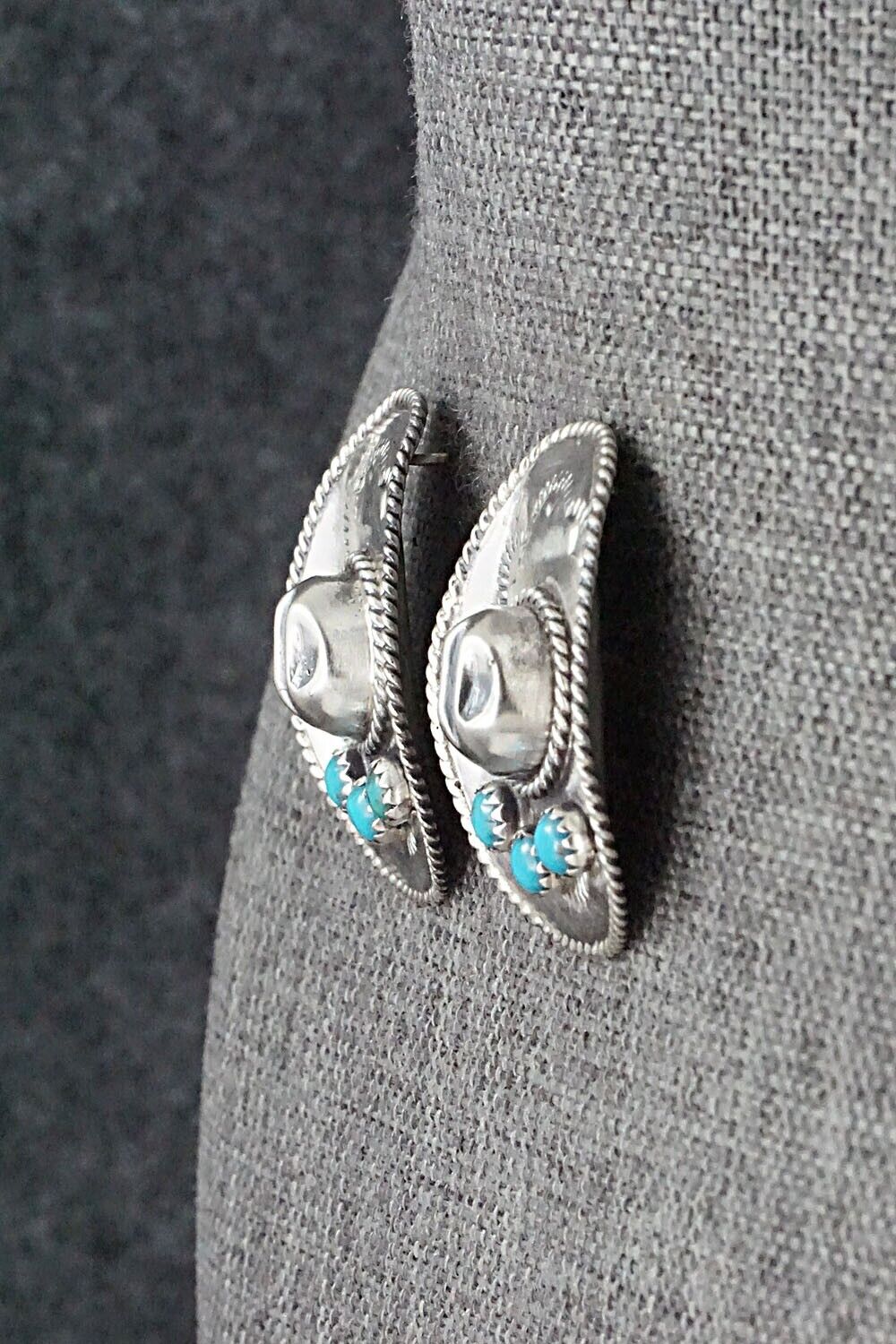 Turquoise & Sterling Silver Earrings - Bobby Platero