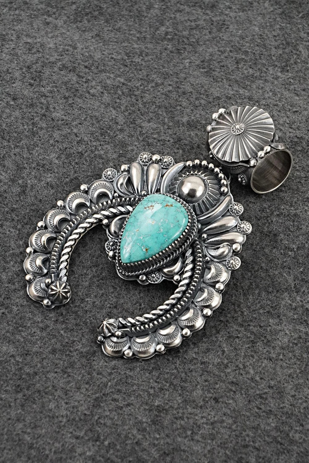 Turquoise & Sterling Silver Naja Pendant - Delbert Gordon