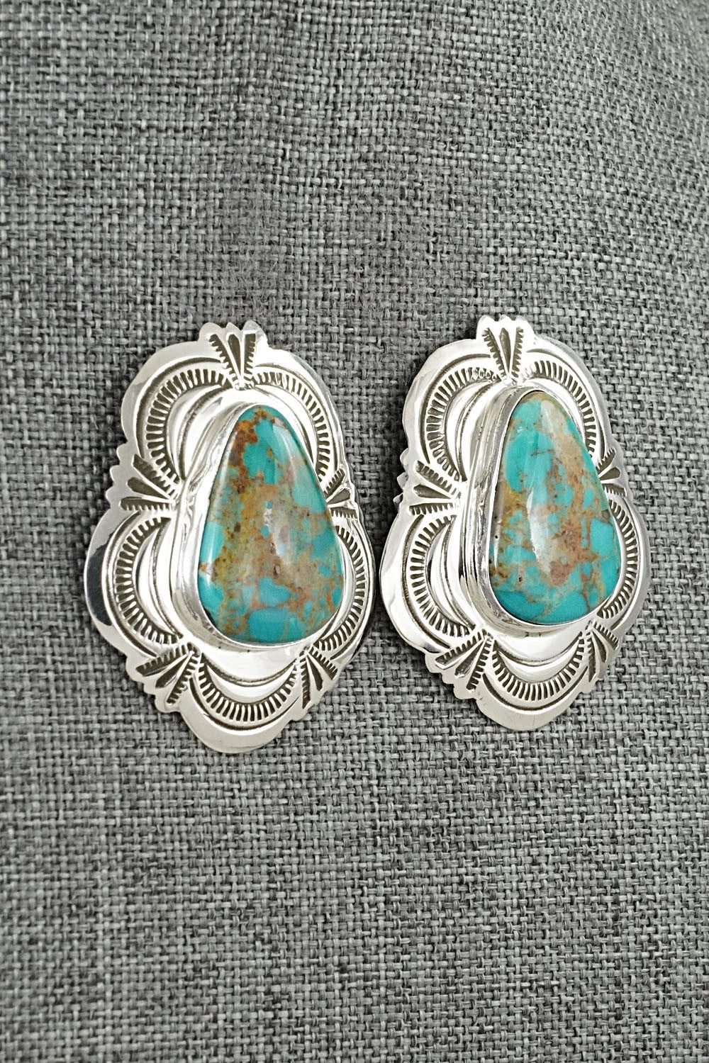 Turquoise & Sterling Silver Earrings - Arnold Blackgoat