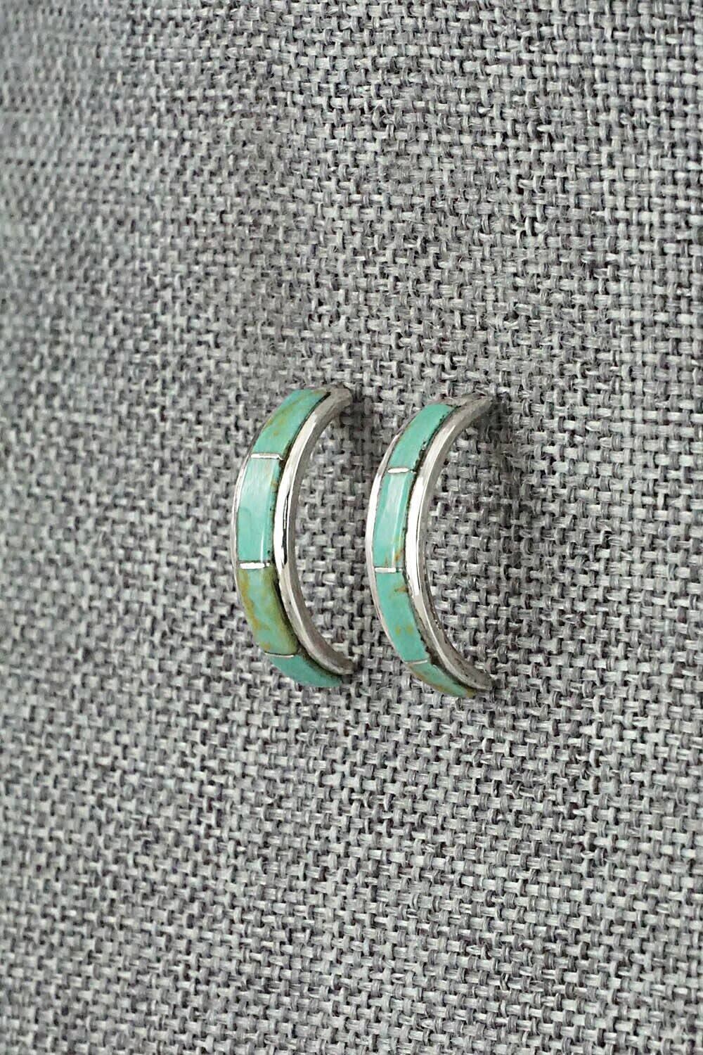 Turquoise & Sterling Silver Hoop Earrings - Alton Tom