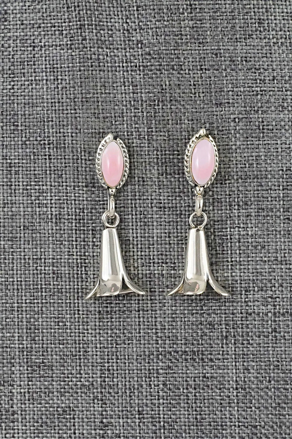 Pink Conch & Sterling Silver Earrings - Rytanna Yazzie