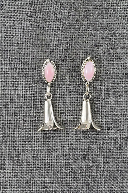 Pink Conch & Sterling Silver Earrings - Rytanna Yazzie
