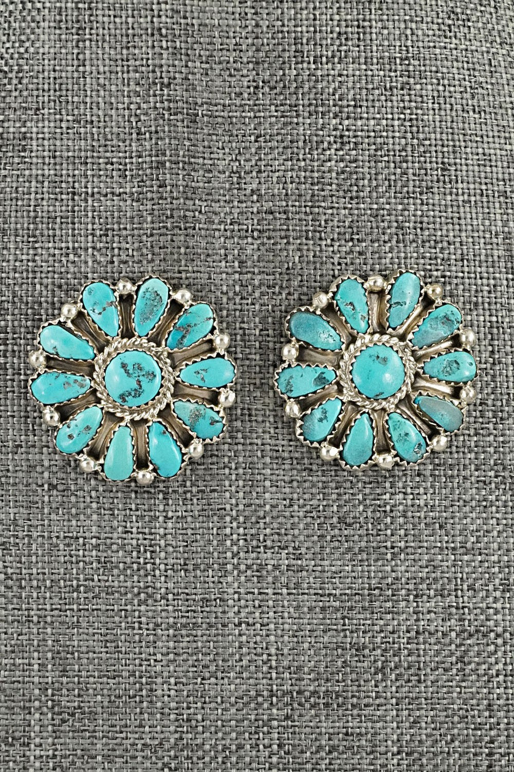 Turquoise & Sterling Silver Squash Blossom Set - Justina Wilson