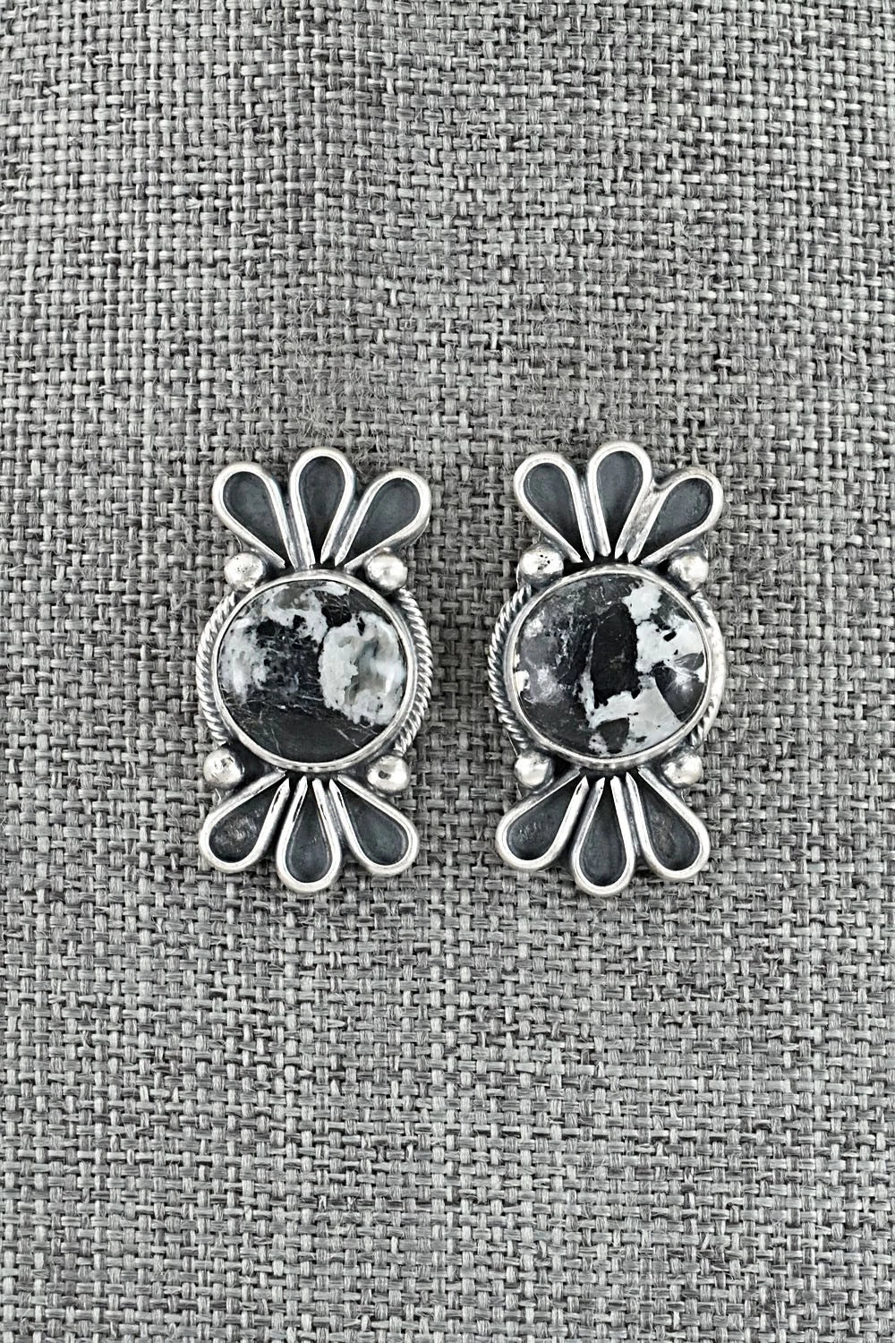 White Buffalo & Sterling Silver Squash Blossom Set - Darrin Livingston