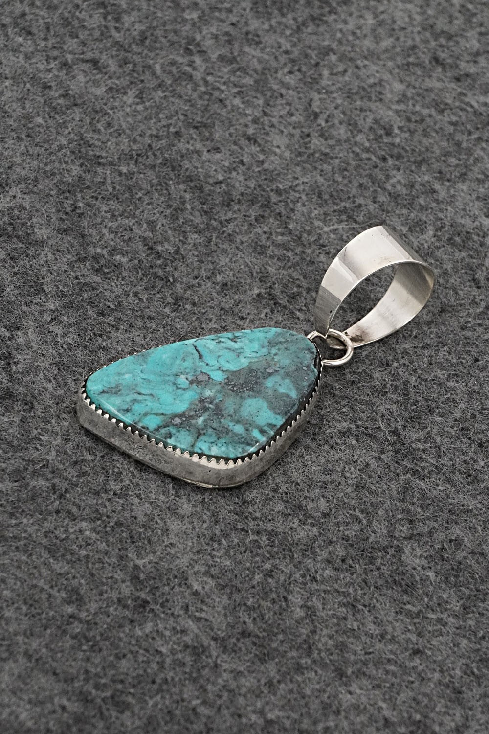Turquoise and Sterling Silver Pendant - Leslie Nez