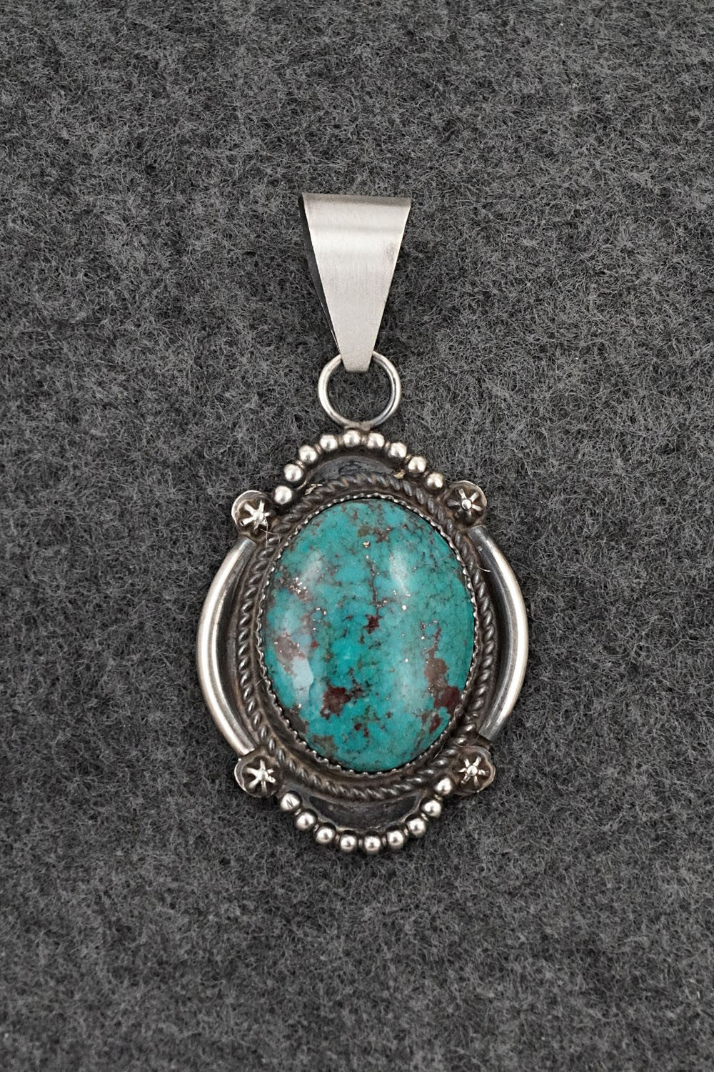 Turquoise and Sterling Silver Pendant - Leslie Nez