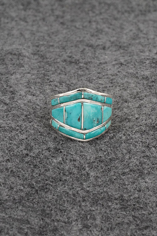 Turquoise & Sterling Silver Ring - Andrew Enrico - Size 7.5