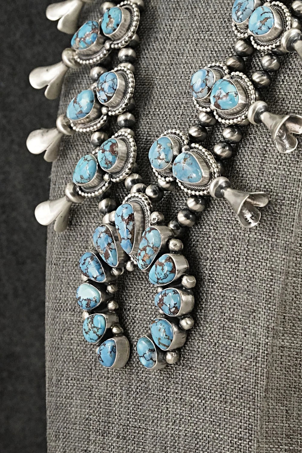 Turquoise & Sterling Silver Squash Blossom Set - Darrin Livingston