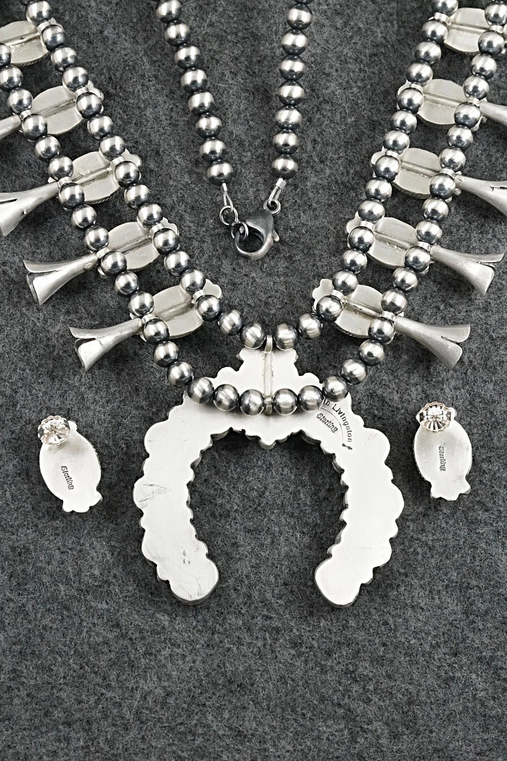 Turquoise & Sterling Silver Squash Blossom Set - Darrin Livingston