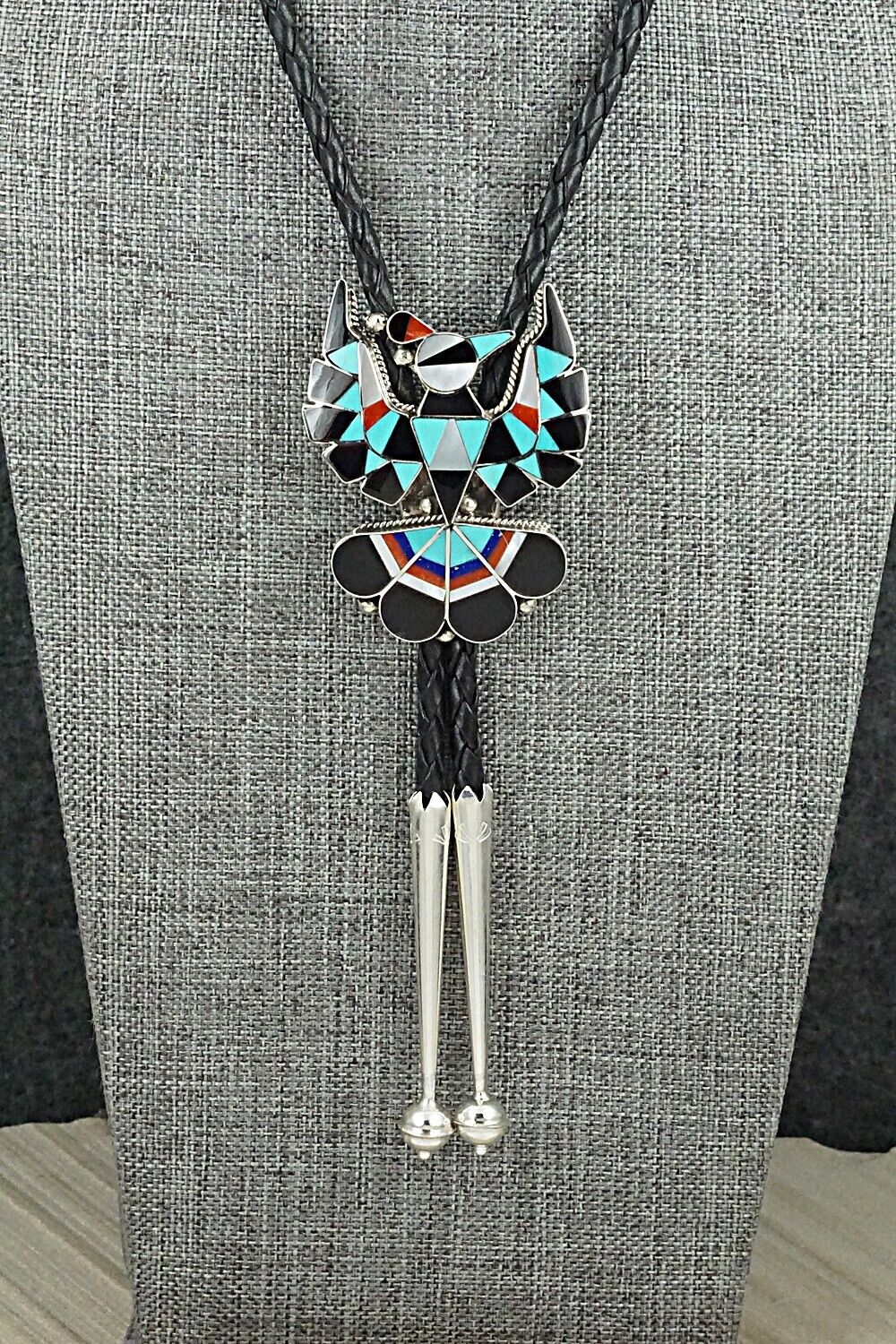 Multi-Stone & Sterling Silver Inlay Bolo Tie - Delwin Gasper