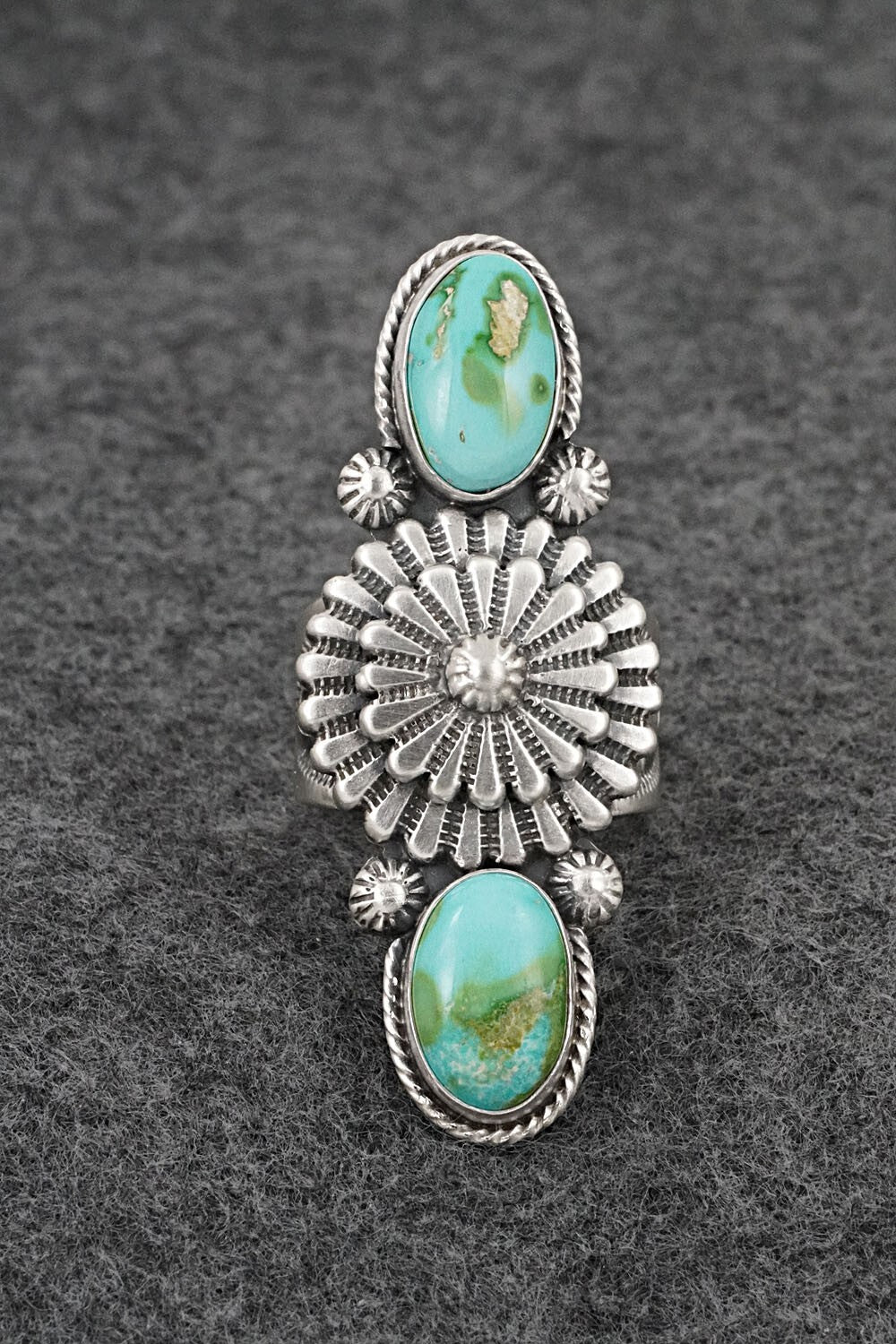 Turquoise & Sterling Silver Ring - Samuel Yellowhair - Size 8.5