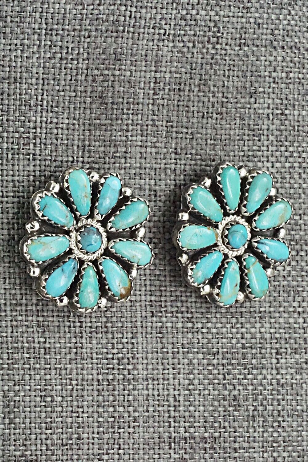 Turquoise and Sterling Silver Earrings - Zeita Begay