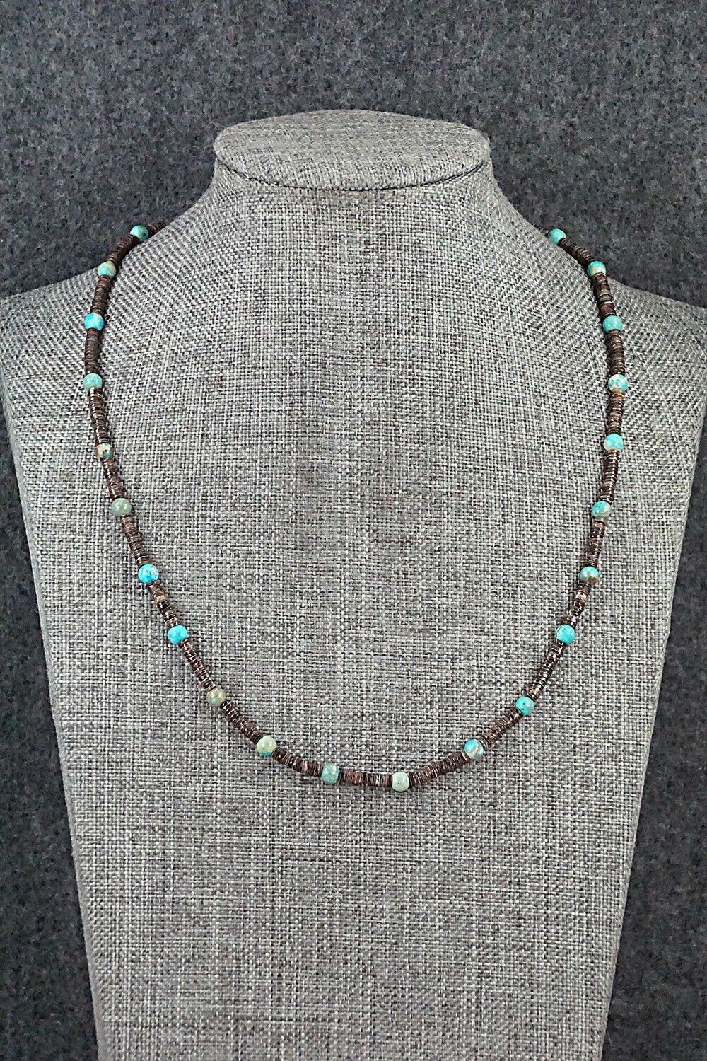 Turquoise, Shell & Sterling Silver Necklace 18" - Ramona Bird