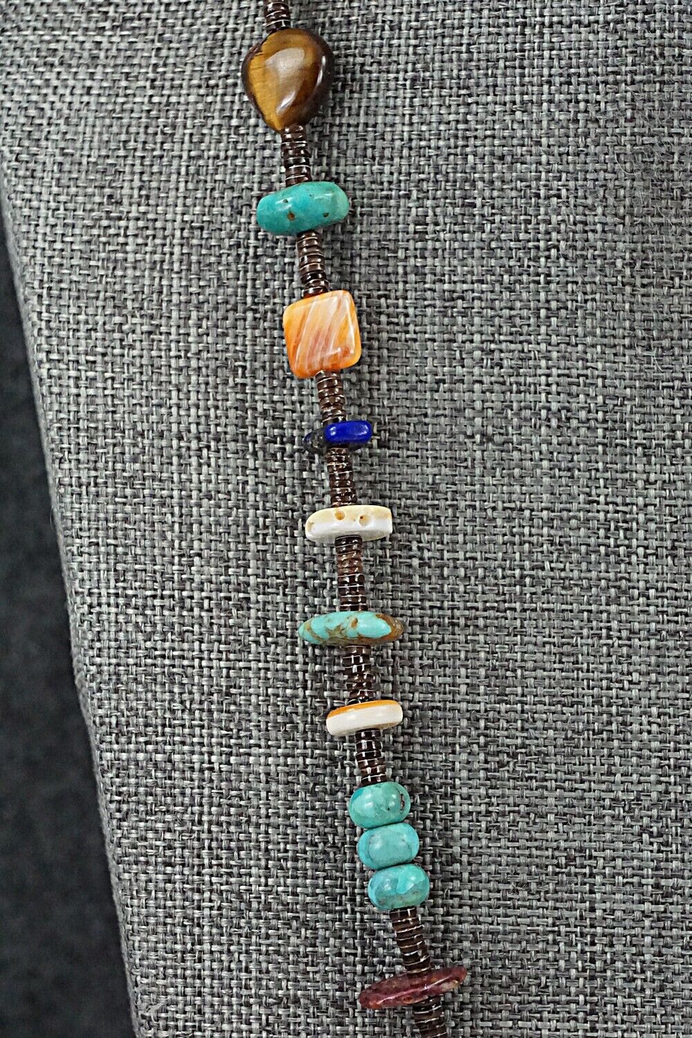 Multi-Stone & Sterling Silver Necklace 28" - Helen Tsosie