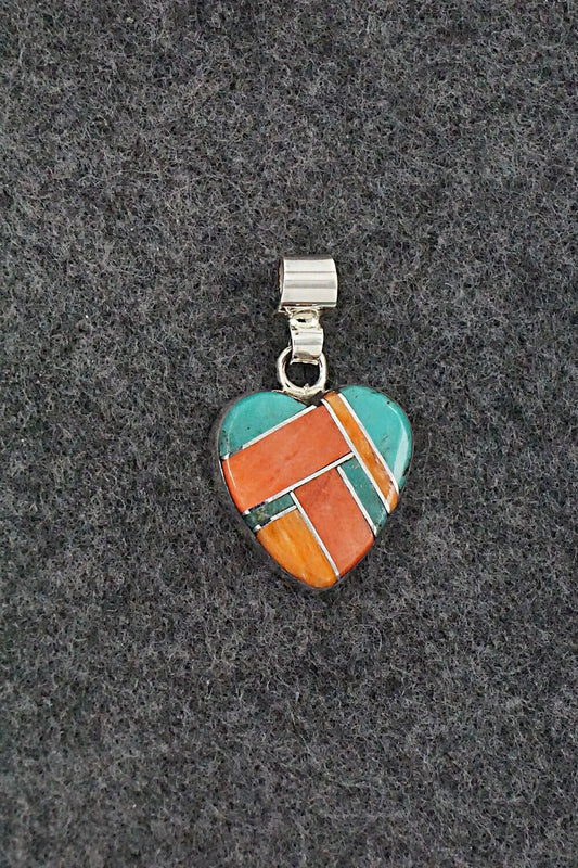 Turquoise, Spiny Oyster & Sterling Silver Pendant - Marilyn Yazzie