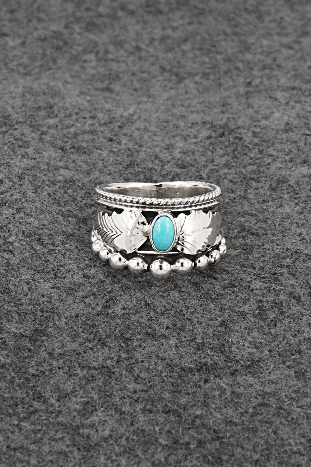 Turquoise & Sterling Silver Ring - Tom Lewis - Size 8.5