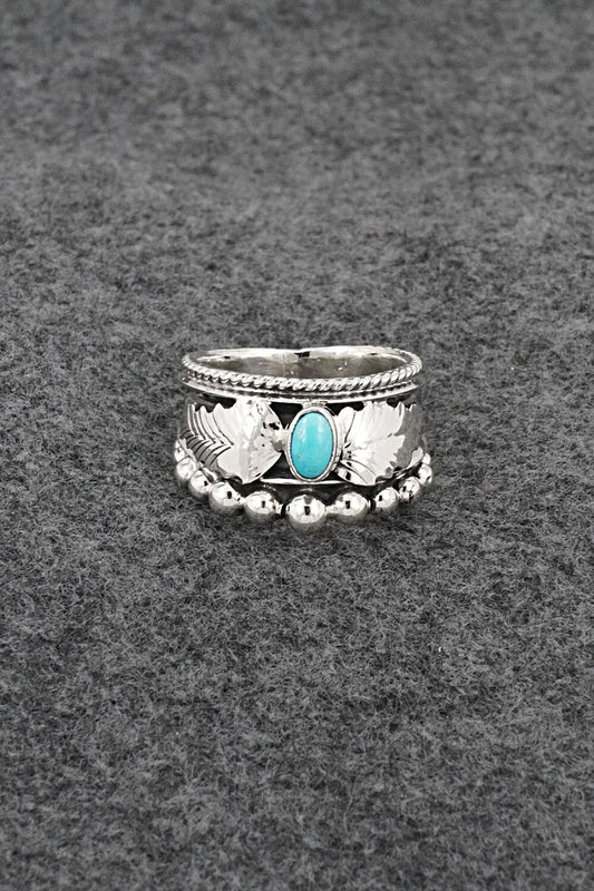 Turquoise & Sterling Silver Ring - Tom Lewis - Size 8.5