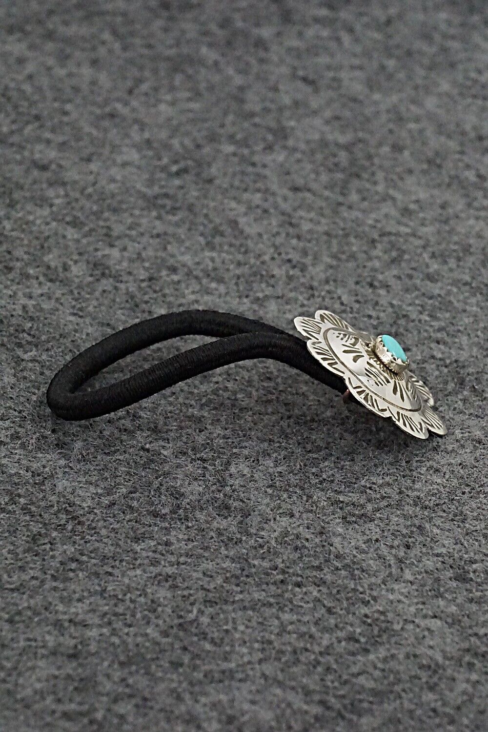 Turquoise & Sterling Silver Hair Tie - Bertha Begay