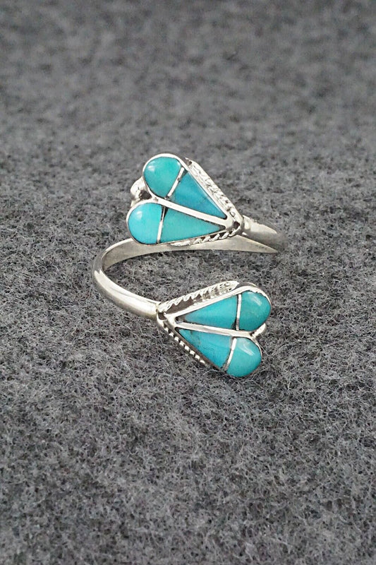 Turquoise & Sterling Silver Ring - Velda Nastacio - Size 8 Adj.