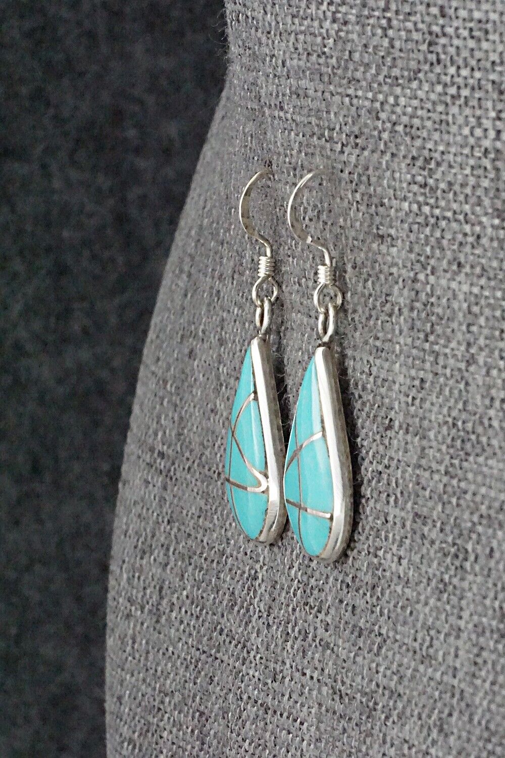 Turquoise & Sterling Silver Inlay Earrings - Laurie Kallestewa