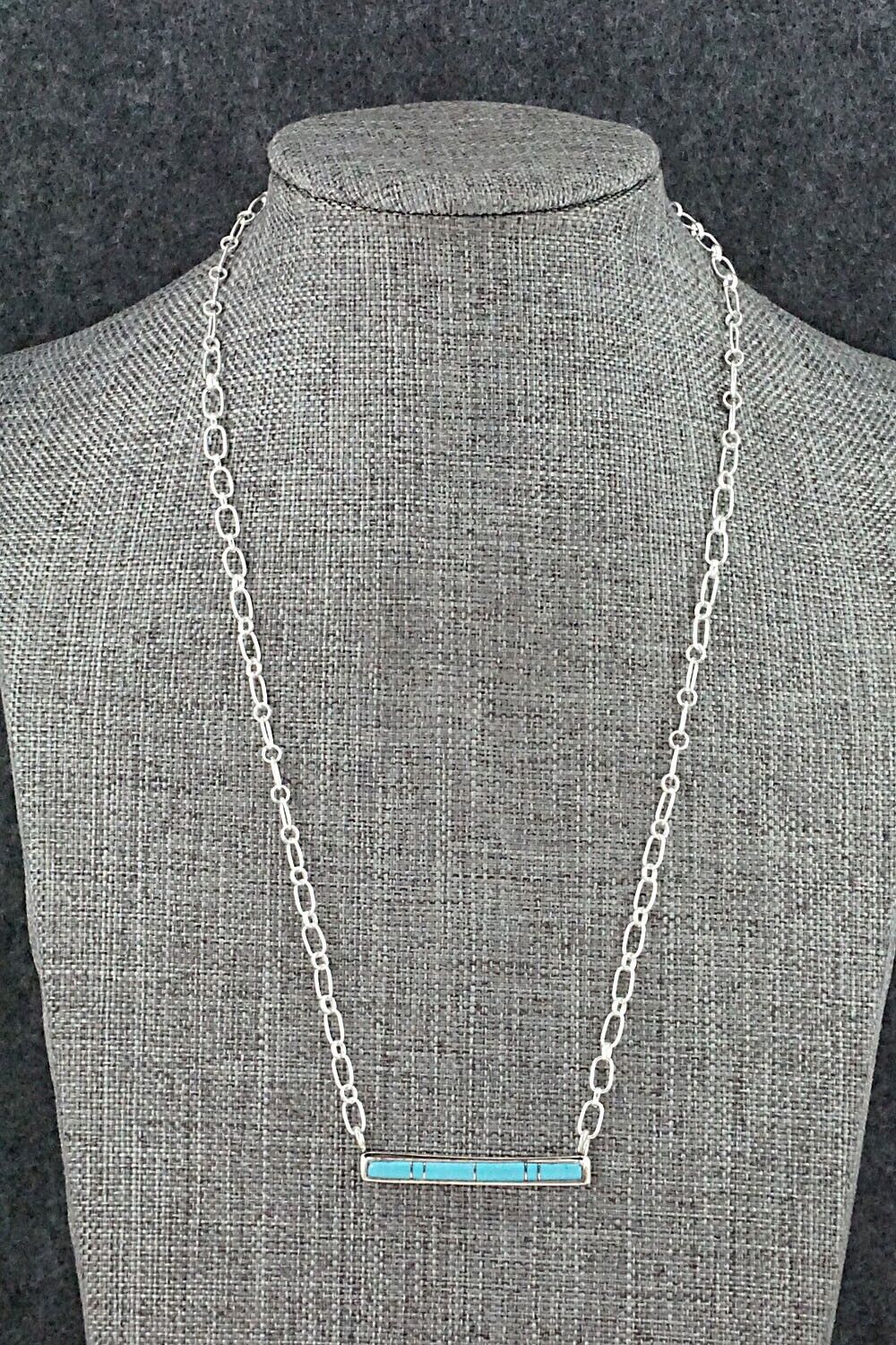 Turquoise & Sterling Silver Necklace - Roland Natachu