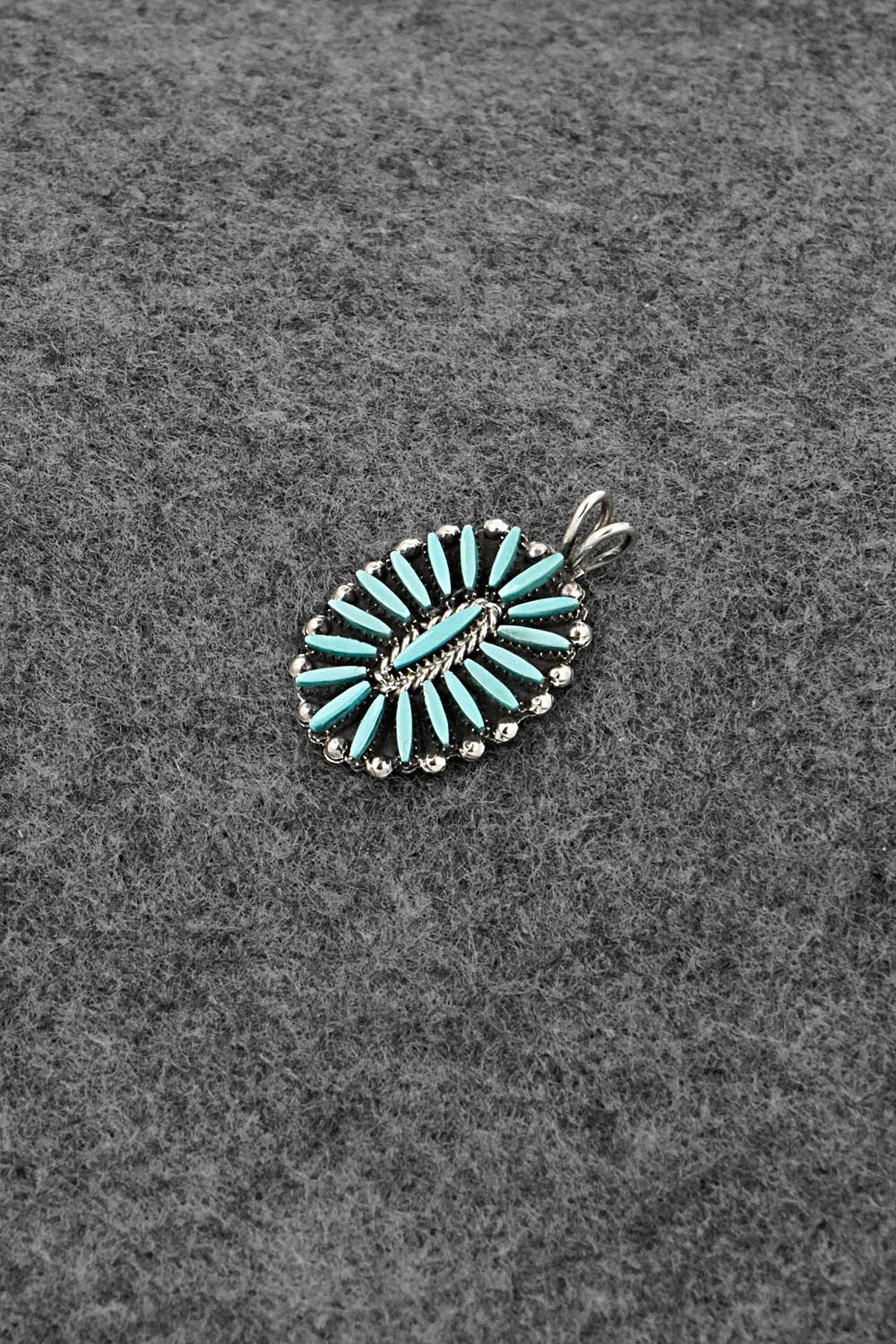 Turquoise & Sterling Silver Pendant - Fritzon Owaleon