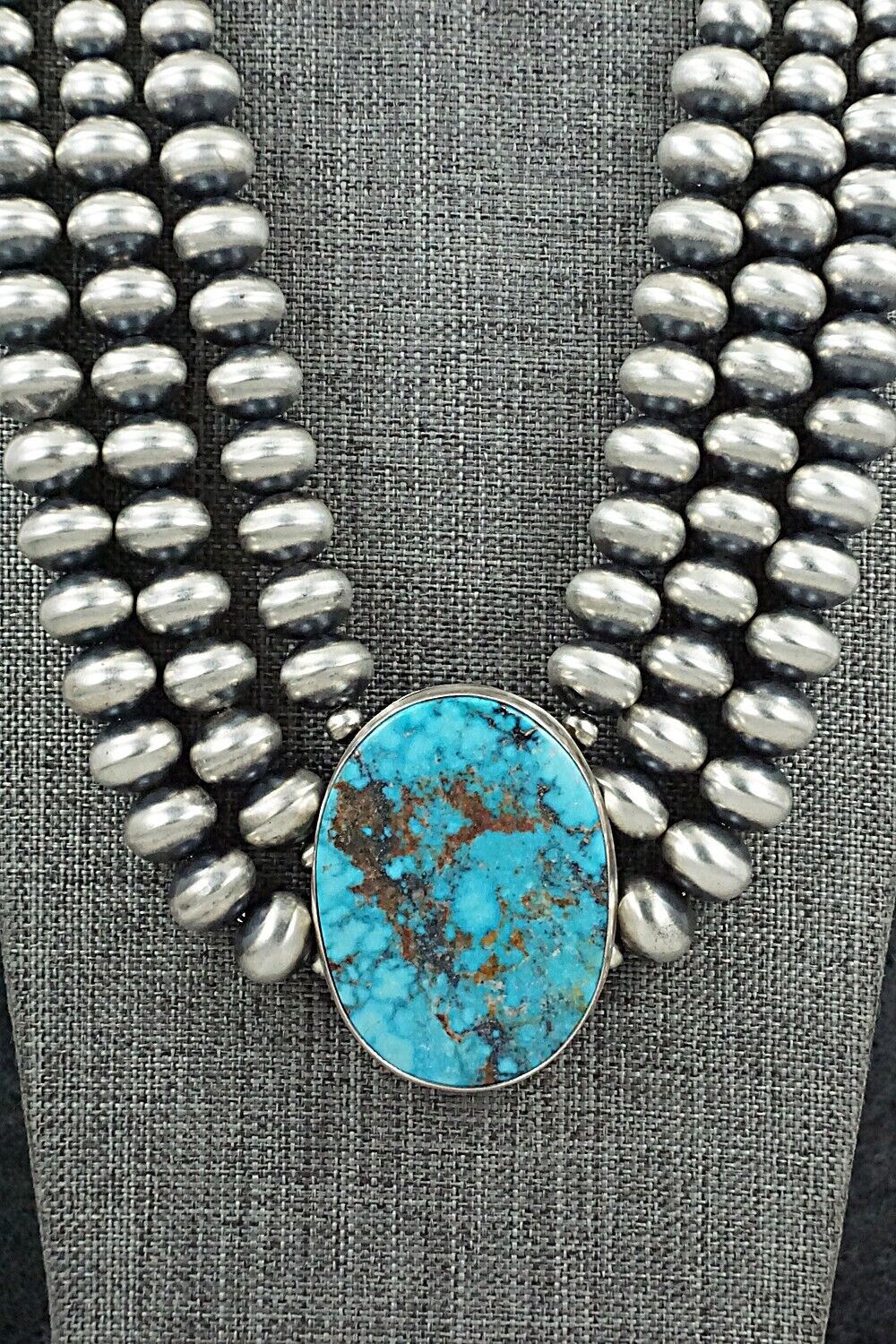 Turquoise & Navajo Pearl Sterling Silver Necklace - Alice Johnson