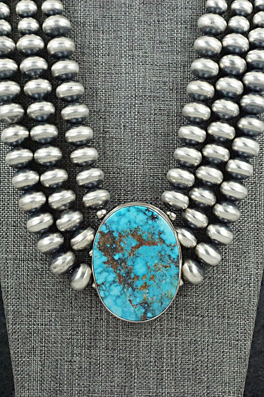 Turquoise & Navajo Pearl Sterling Silver Necklace - Alice Johnson