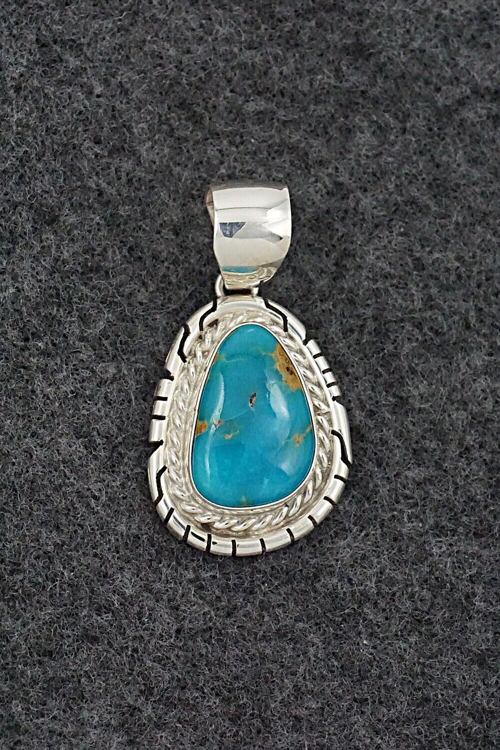 Turquoise & Sterling Silver Pendant - Johnny Frank