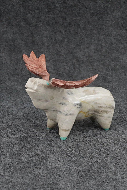 Moose Zuni Fetish Carving - Enrike Leekya