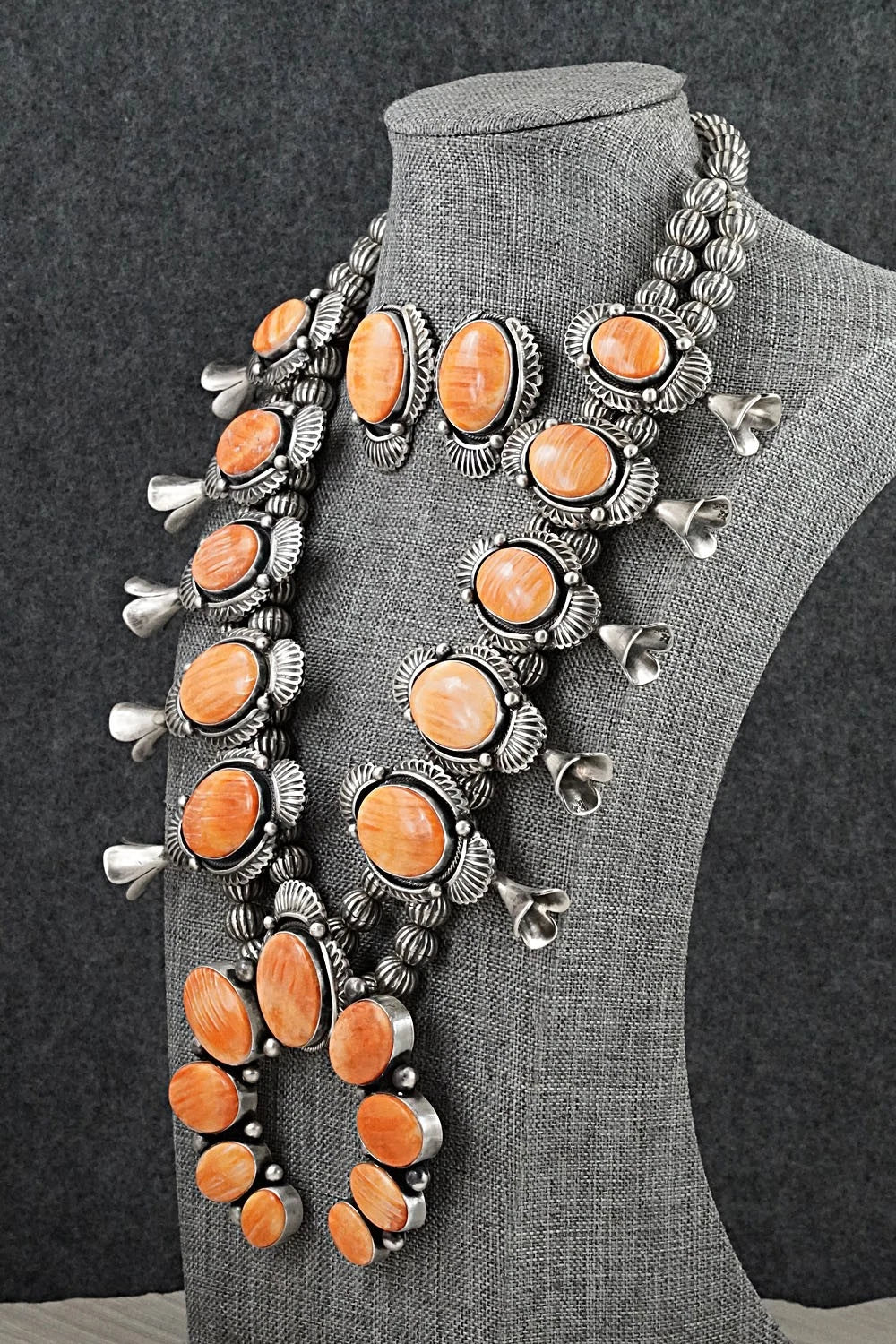 Spiny Oyster & Sterling Silver Squash Blossom Set - Mark Yazzie