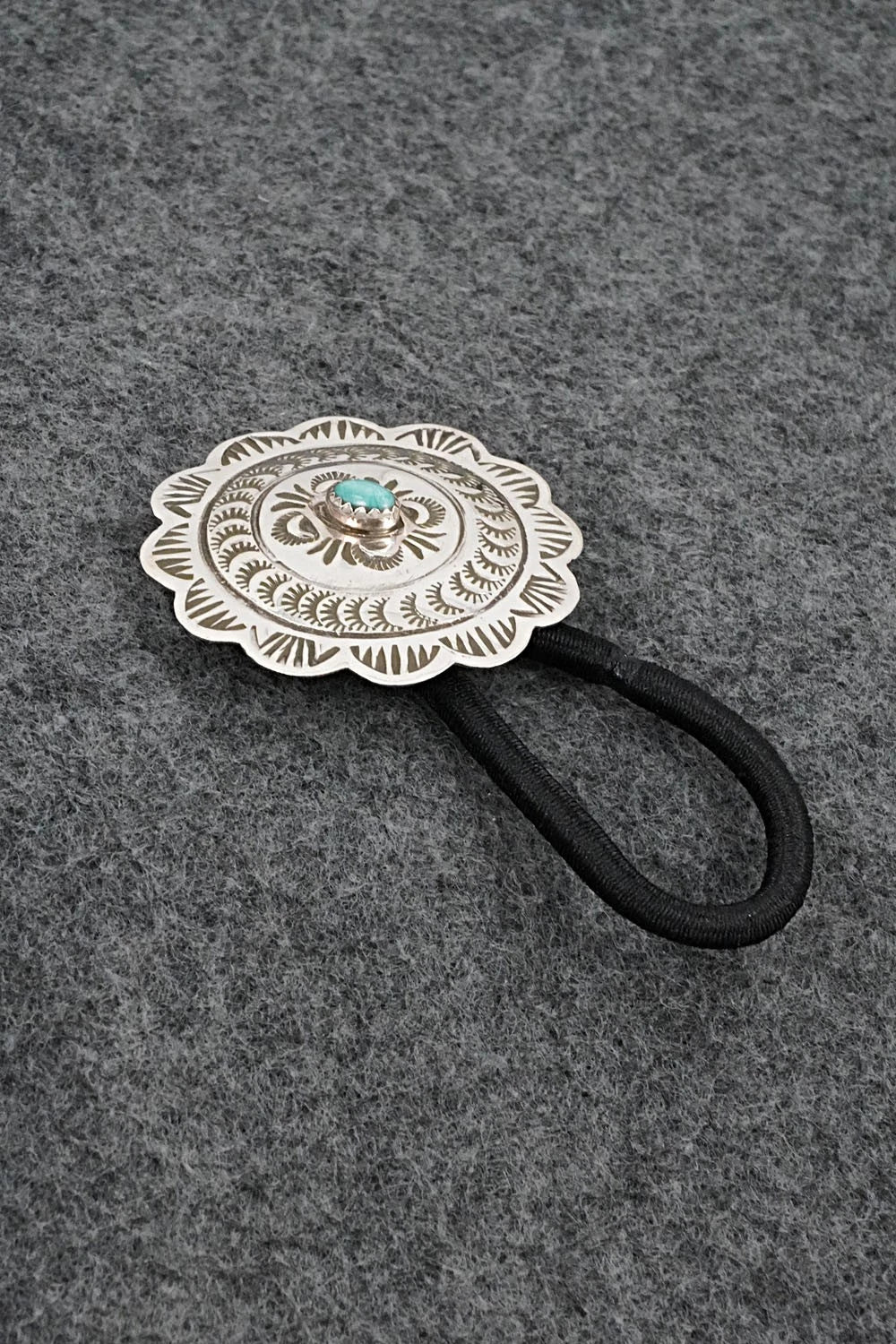Turquoise & Sterling Silver Hair Tie - Bertha Begay