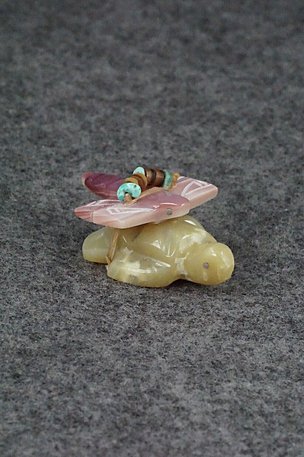 Turtle with Dragonfly Zuni Fetish Carving - Daisy Rose Leonard