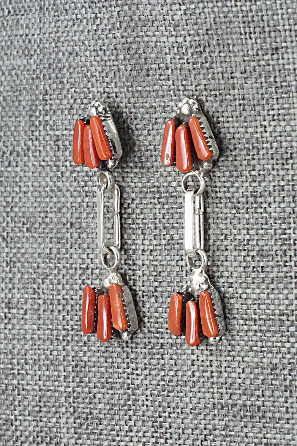 Coral & Sterling Silver Earrings - Carlene Hattie