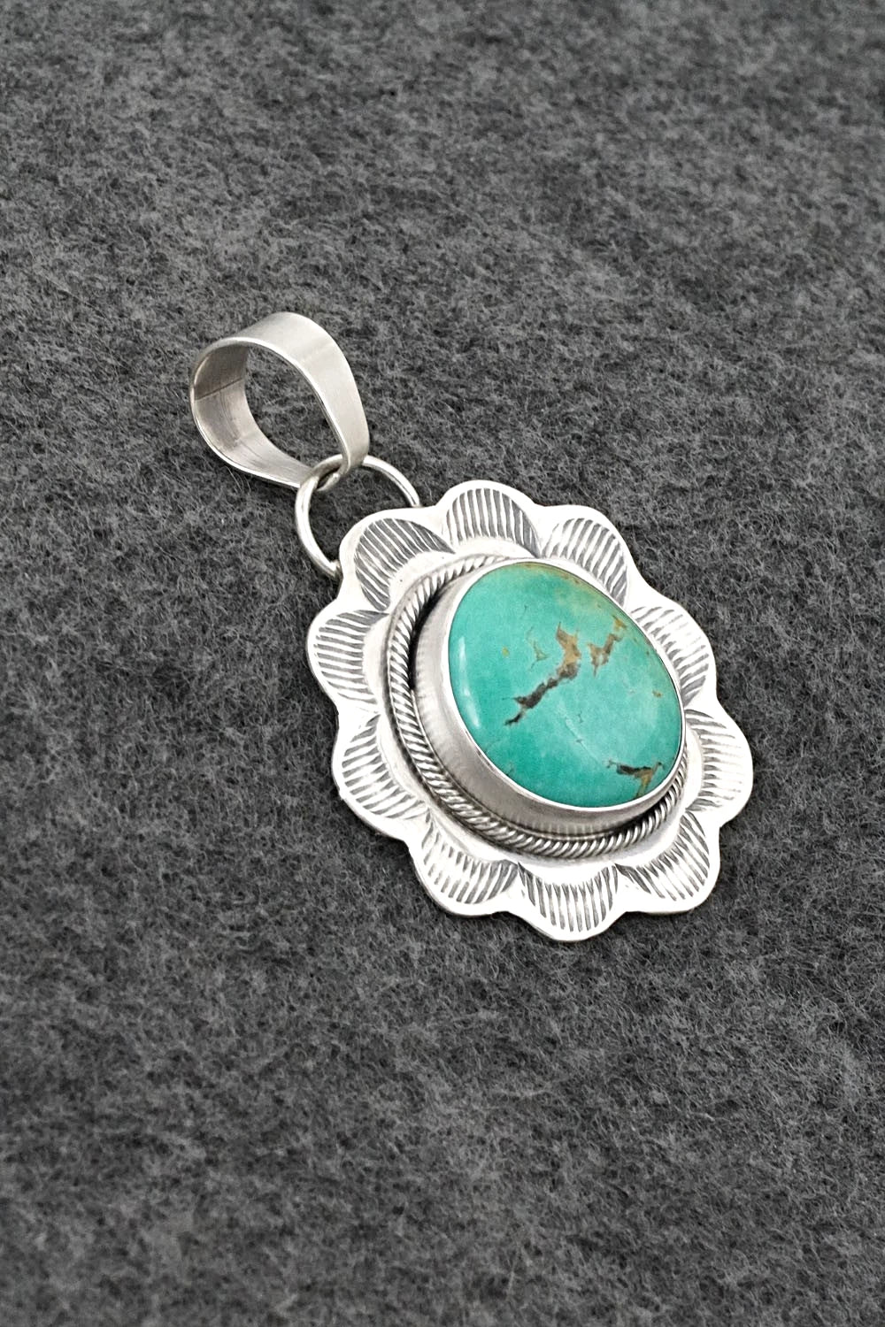 Turquoise & Sterling Silver Pendant - Cordell Platero