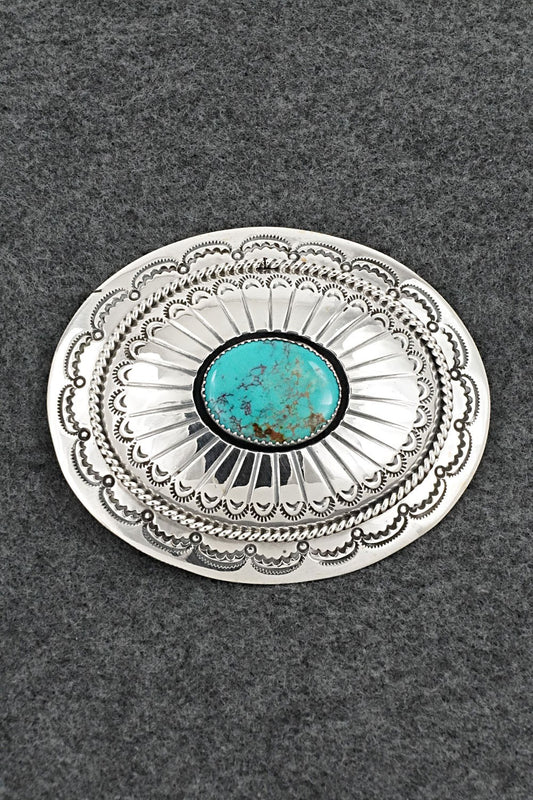 Turquoise & Sterling Silver Belt Buckle - Wilbert Muskett Sr.