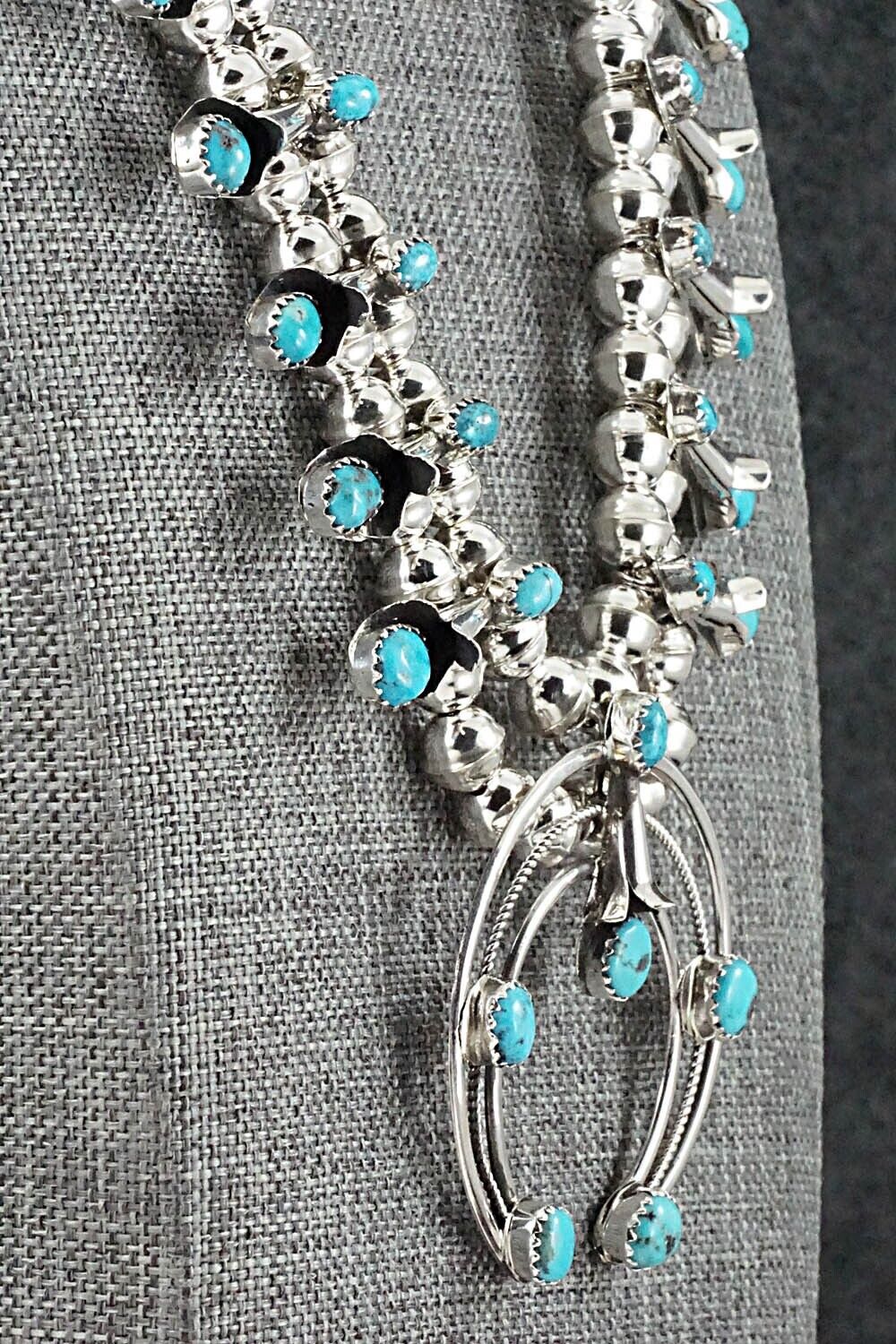 Turquoise & Sterling Silver Squash Blossom Set - Phil Garcia
