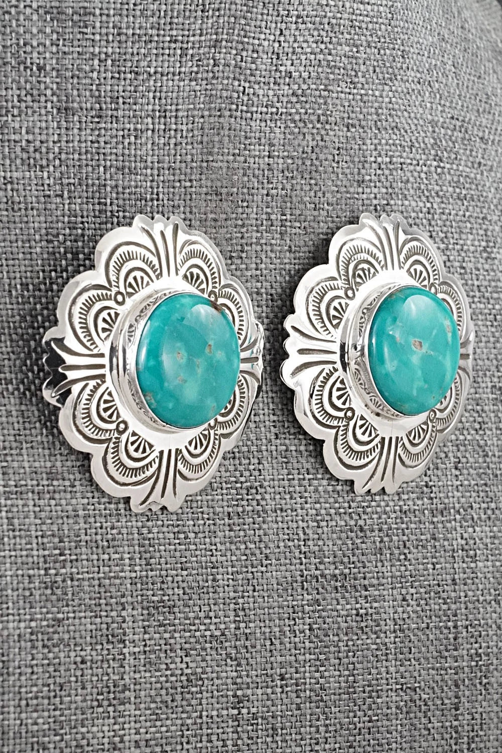 Turquoise & Sterling Silver Earrings - Arnold Blackgoat