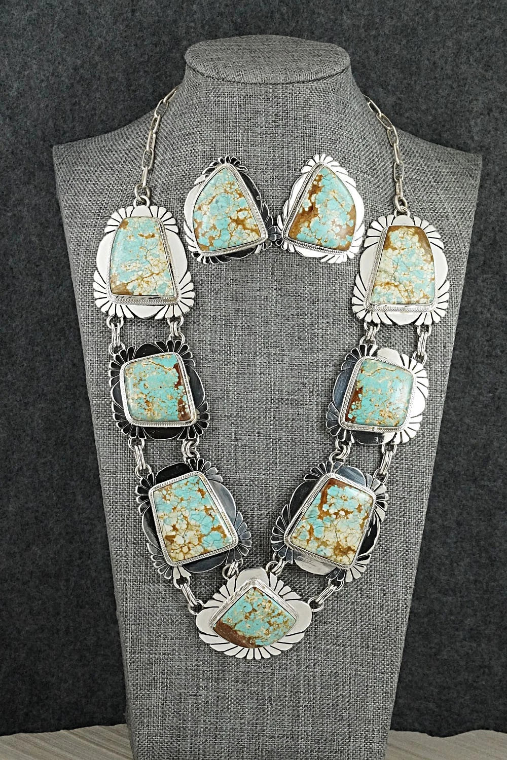 Turquoise & Sterling Silver Necklace and Earrings Set - Mark Yazzie