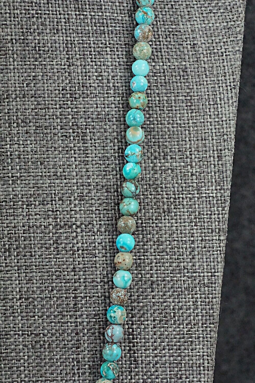 Turquoise, Shell & Sterling Silver Necklace 24" - Ramona Calavaza