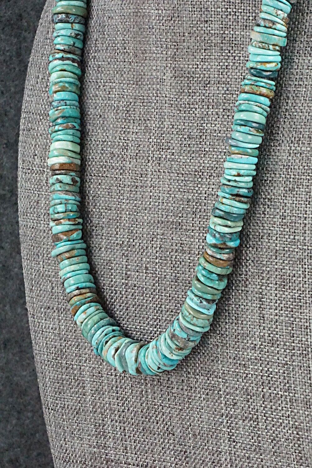 Turquoise & Sterling Silver Necklace 18" - Doreen Jake