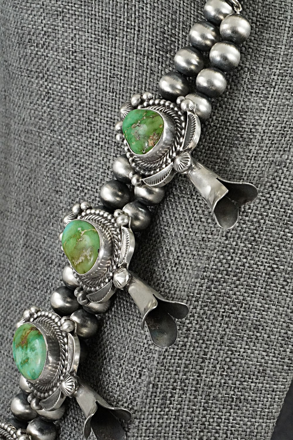 Turquoise & Sterling Silver Squash Blossom Set - Tom Lewis