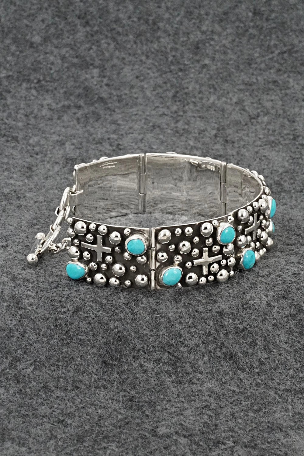Turquoise & Sterling Silver Link Bracelet - Akee Douglas