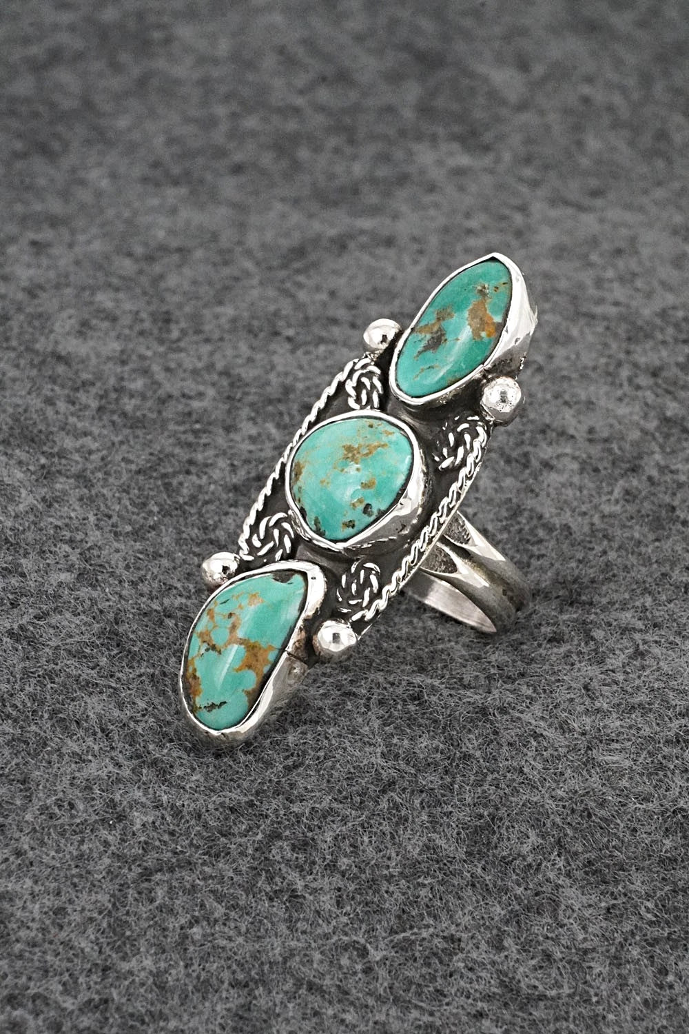 Turquoise & Sterling Silver Ring - Priscilla Reeder - Size 7.5