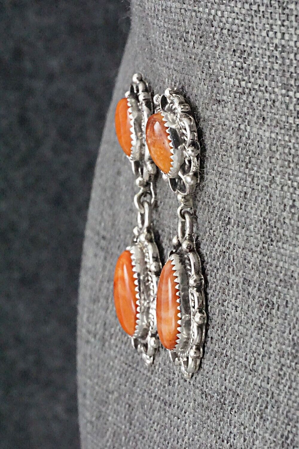 Spiny Oyster & Sterling Silver Earrings - Maritta Martinez