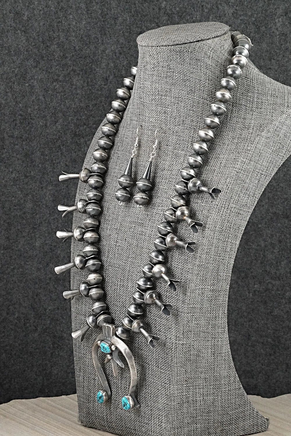 Turquoise & Sterling Silver Squash Blossom Set - Gilbert Martin