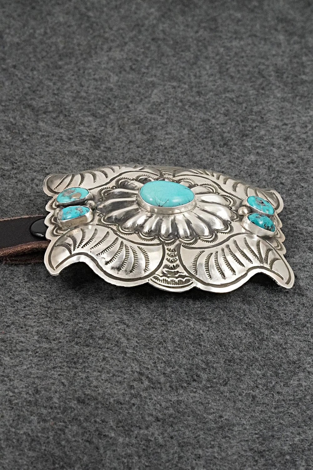 Turquoise, Sterling Silver & Leather Concho Belt - Marilyn Ramone