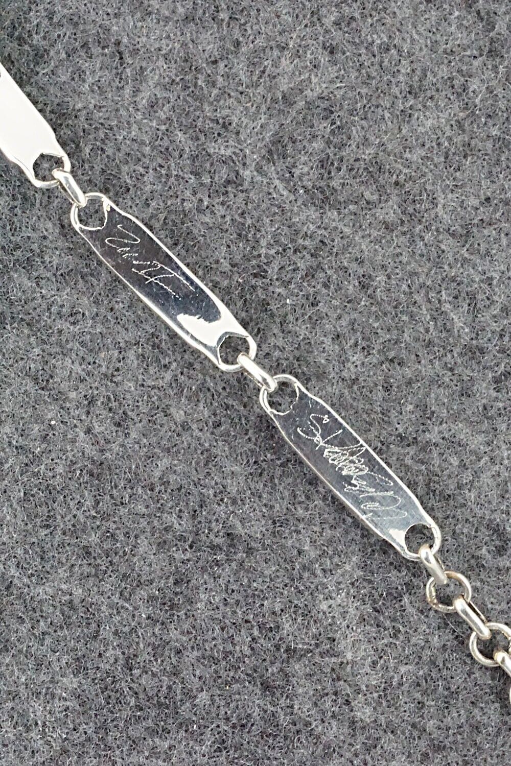 Turquoise & Sterling Silver Link Bracelet - Clarence Booqua