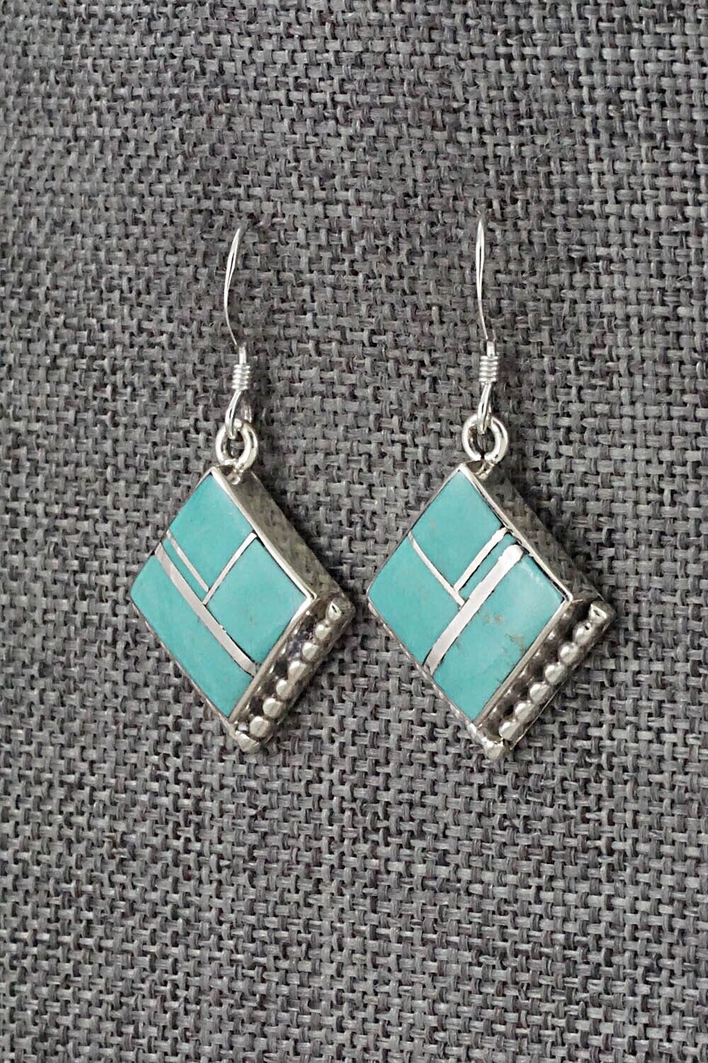 Turquoise & Sterling Silver Inlay Earrings - James Manygoats