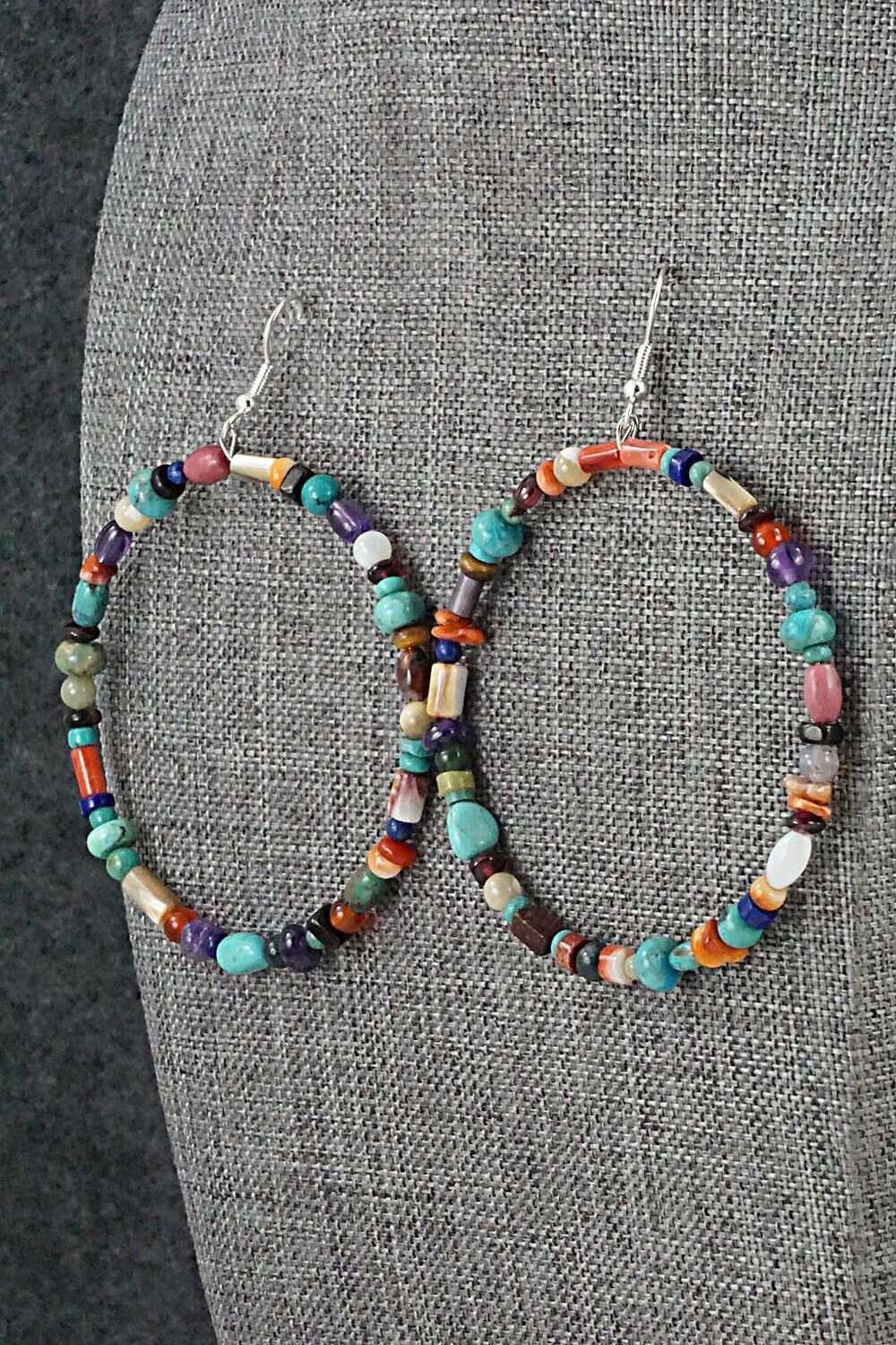 Multi-Stone & Sterling Silver Earrings - Helen Tsosie